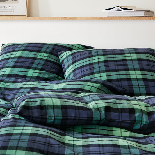 Elegante Flanell Bettwäsche Sheffield 2687-4 Flaschen-Grün 135x200