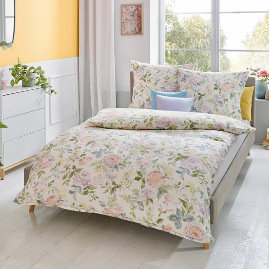 Bettwäsche Kaeppel Satin 286-15 Sofia Blumen rosa natur 135x200