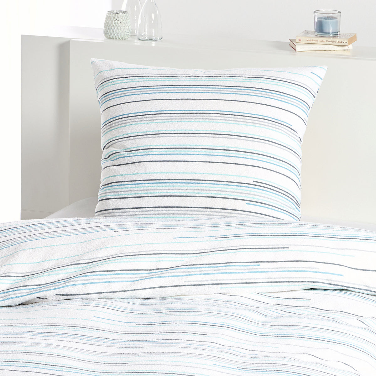 Frottier Bettwäsche Dyckhoff Nadelstreifen türkis 135x200 bügelfrei