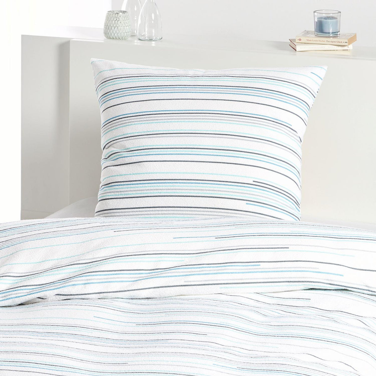 Frottier Bettwäsche Dyckhoff Nadelstreifen türkis 135x200 bügelfrei
