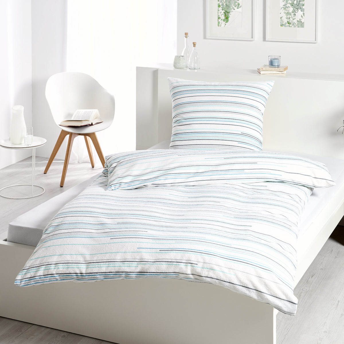 Frottier Bettwäsche Dyckhoff Nadelstreifen türkis 135x200 bügelfrei