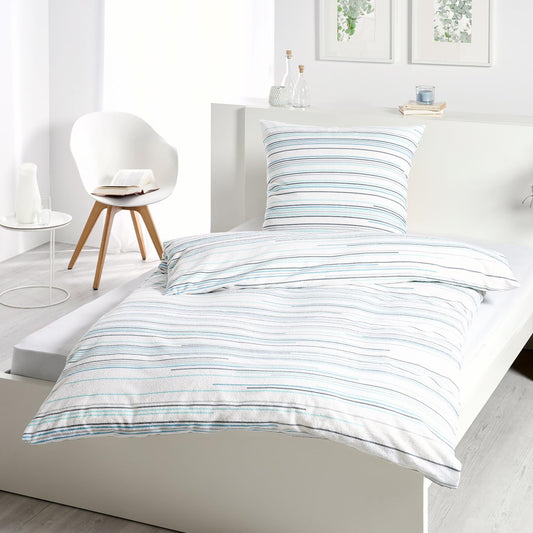 Frottier Bettwäsche Dyckhoff Nadelstreifen türkis 135x200 bügelfrei