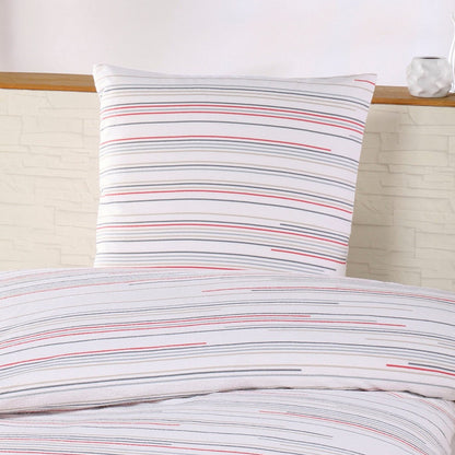 Frottier Bettwäsche Dyckhoff Nadelstreifen 29987 rot 135x200 bügelfrei