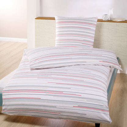 Frottier Bettwäsche Dyckhoff Nadelstreifen 29987 rot 135x200 bügelfrei