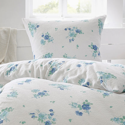 Frottier Bettwäsche Dyckhoff blaue lein Blume 29991 135x200 bügelfrei