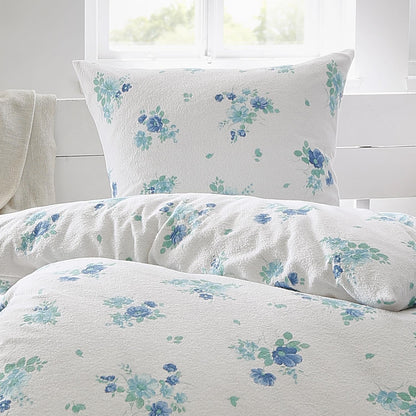 Frottier Bettwäsche Dyckhoff blaue lein Blume 29991 135x200 bügelfrei