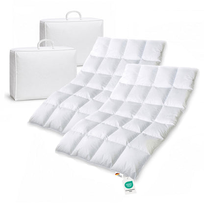 2 Bettdecken mit Aufbewahrungstachen sibirische Daunen Winterdecke Steppung