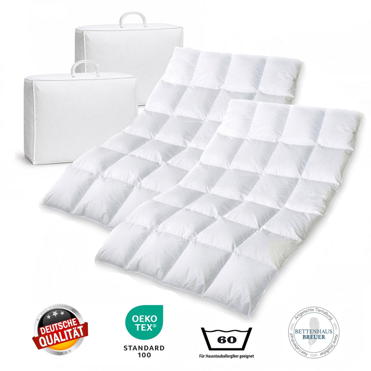 Daunendecke 135 x 200 cm 2er-Set Winter