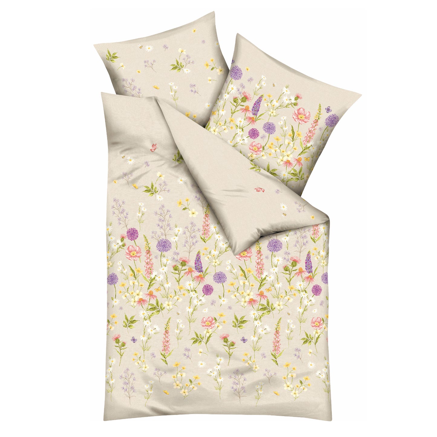 Bettwäsche Kaeppel Satin 300-56 Wiesenblümchen creme 135x200