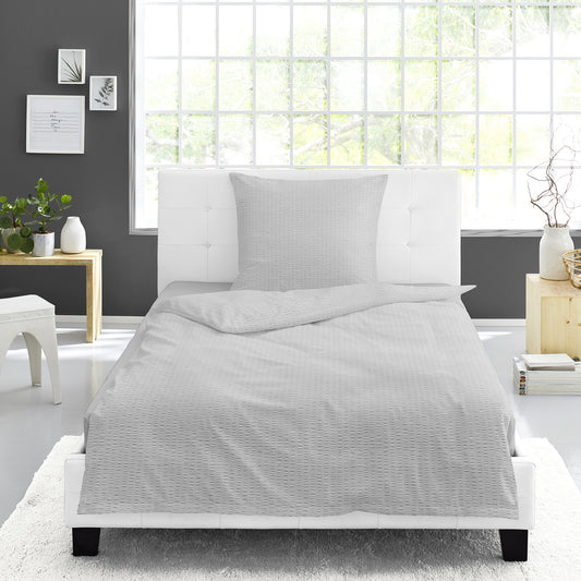Bettwäsche Bierbaum Seersucker 3001-11 Unifarben silber 135x200