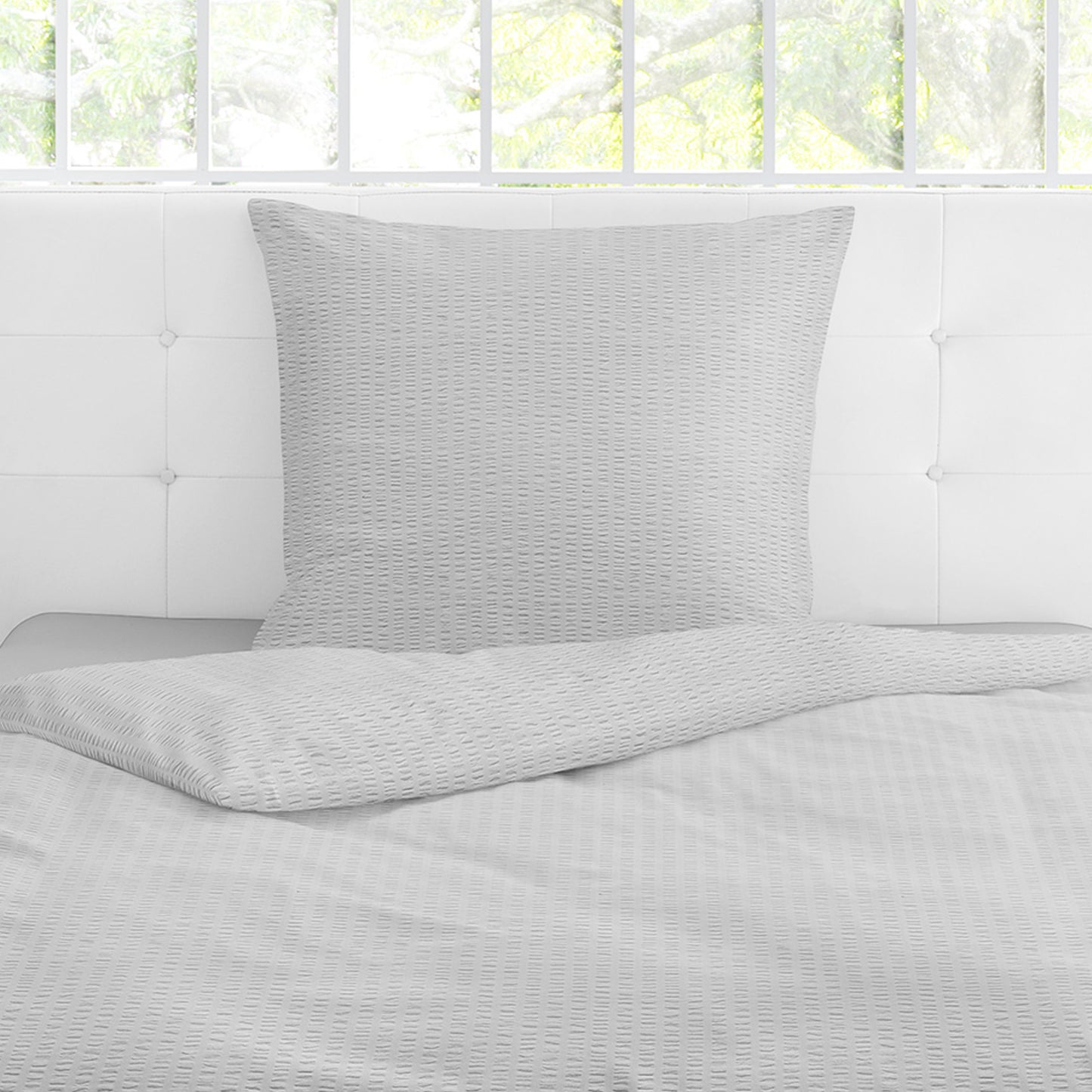 Bettwäsche Bierbaum Seersucker 3001-11 Unifarben silber 135x200