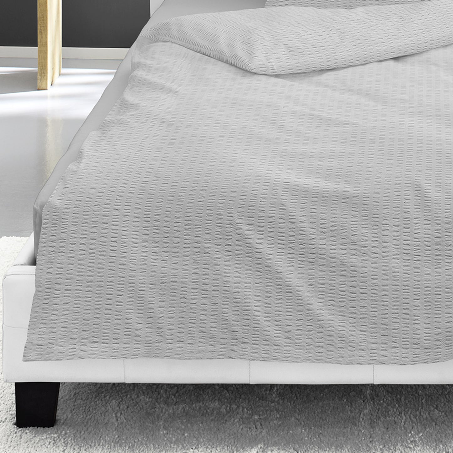 Bettwäsche Bierbaum Seersucker 3001-11 Unifarben silber 135x200