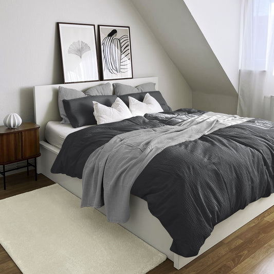 Bettwäsche Bierbaum Seersucker 3001-12 Unifarben grafit 135x200