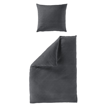 Bettwäsche Bierbaum Seersucker 3001-12 Unifarben grafit 135x200