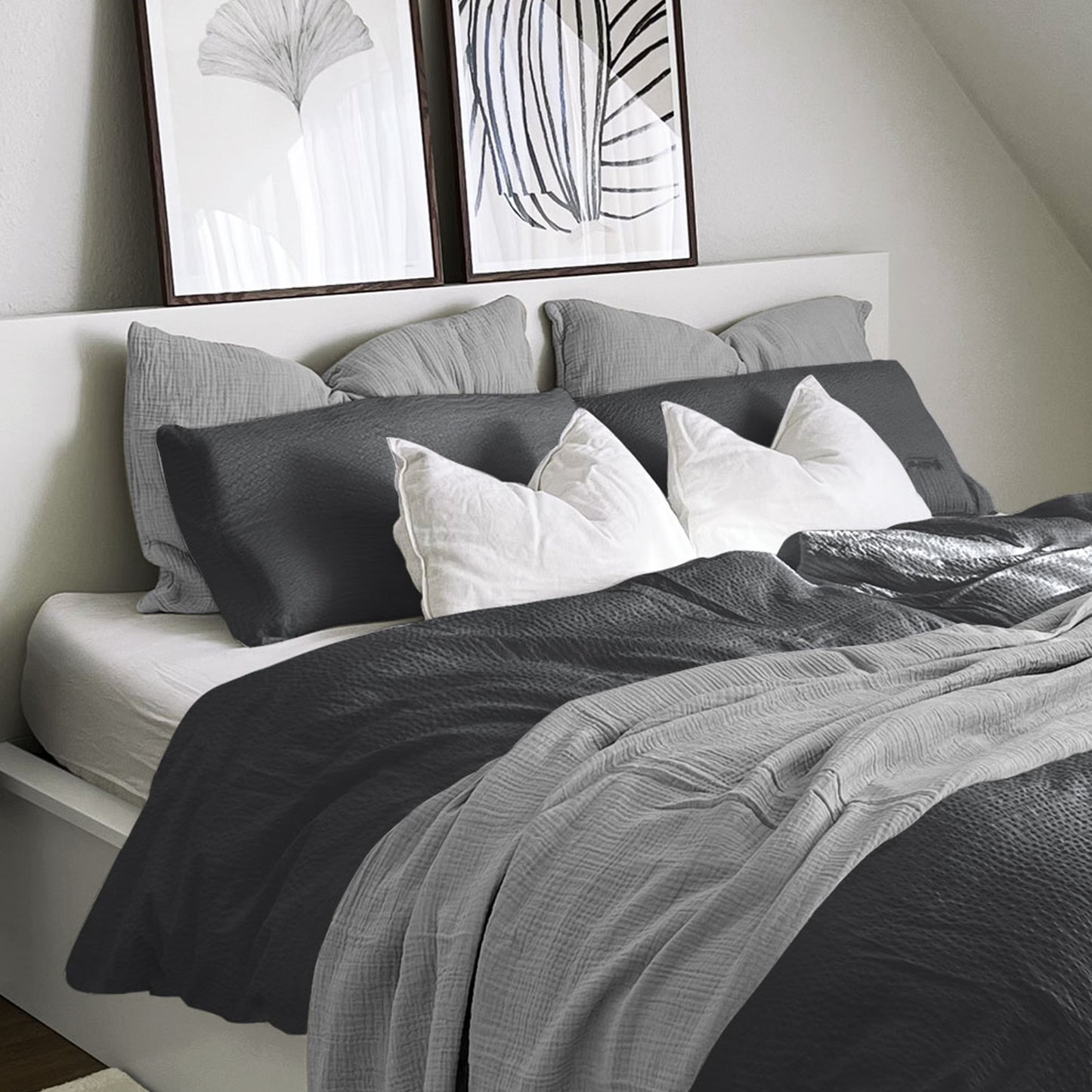 Bettwäsche Bierbaum Seersucker 3001-12 Unifarben grafit 135x200