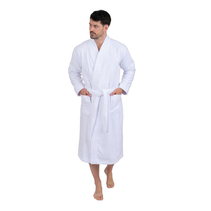 Wewofashion Herren Damen Bademantel 3002-100 Weiß Unifarben