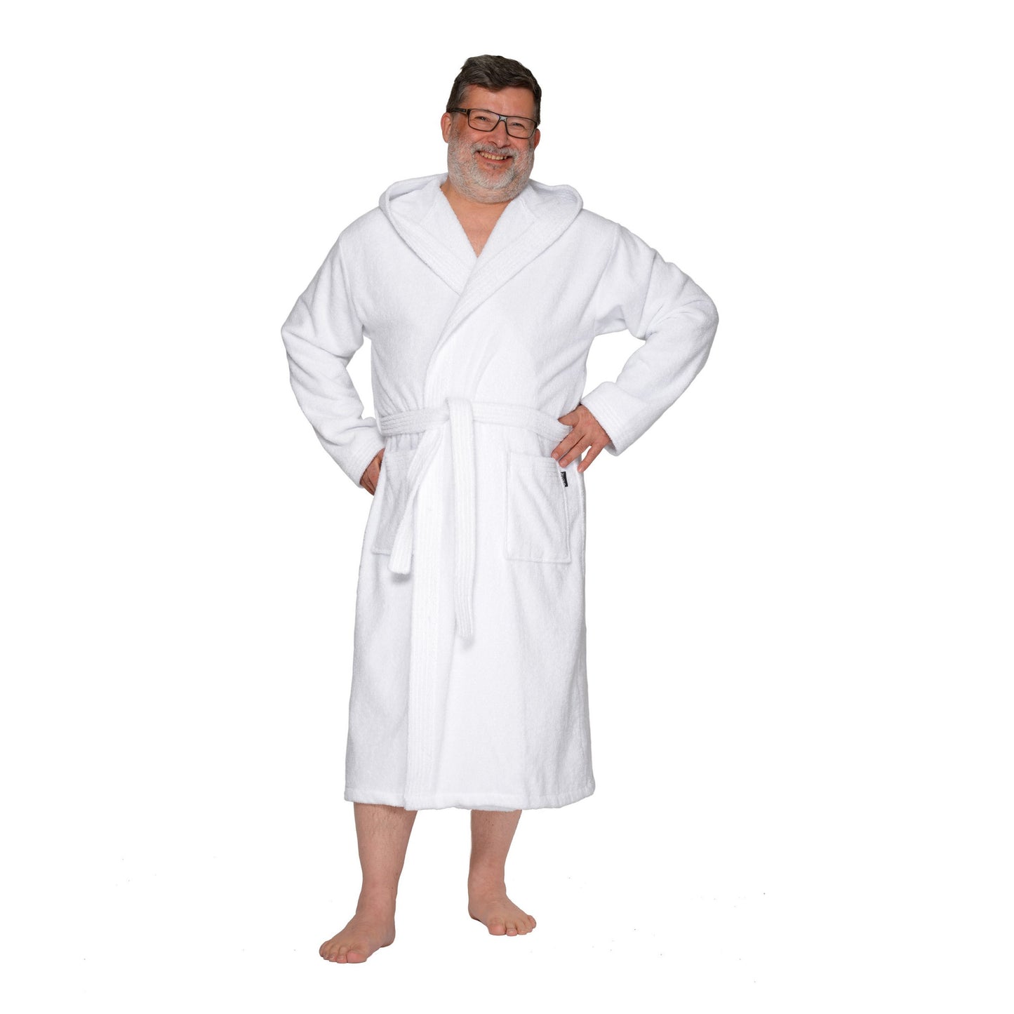 Wewofashion Unisex Bademantel Kapuze 3004-100 Weiß Unifarben