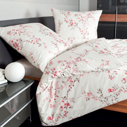 Bettwäsche Janine Mako Satin Palermo 31027-1 Blüten rosa 135x200