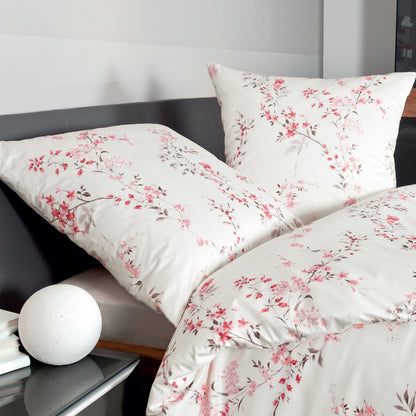 Bettwäsche Janine Mako Satin Palermo 31027-1 Blüten rosa 135x200