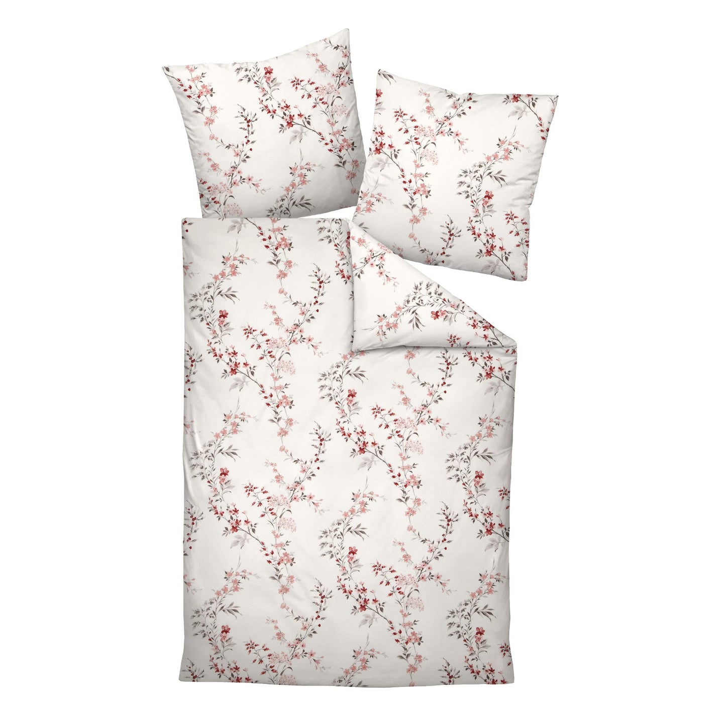 Bettwäsche Janine Mako Satin Palermo 31027-1 Blüten rosa 135x200