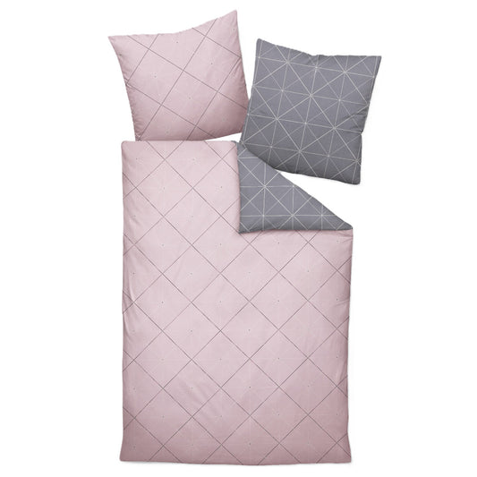 Bettwäsche Janine Mako Satin Palermo 31101-01 Geometrisch rosa 135x200