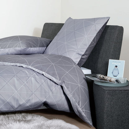 Bettwäsche Janine Mako Satin Palermo 31101-08 Geometrisch grau 135x200