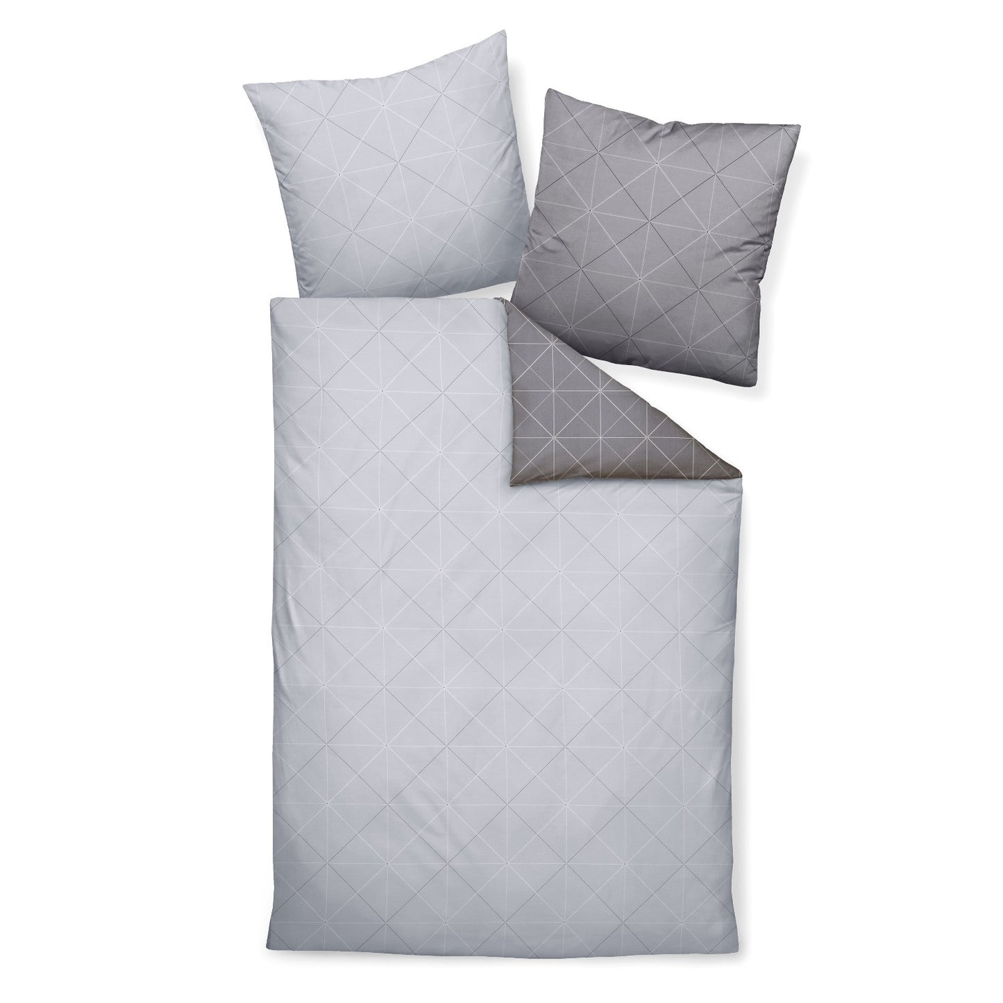 Bettwäsche Janine Mako Satin Palermo 31101-08 Geometrisch grau 135x200