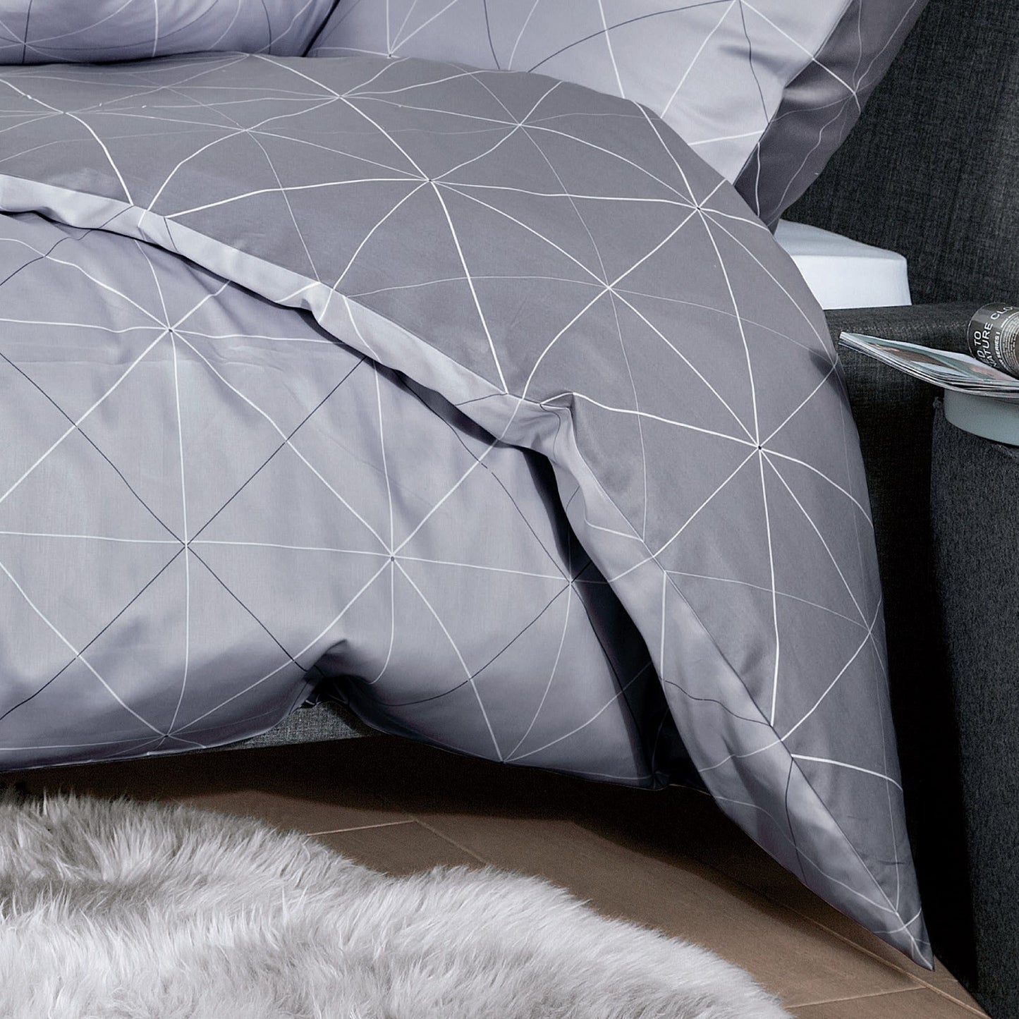 Bettwäsche Janine Mako Satin Palermo 31101-08 Geometrisch grau 135x200