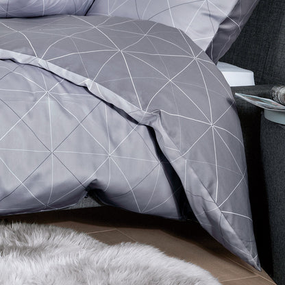 Bettwäsche Janine Mako Satin Palermo 31101-08 Geometrisch grau 135x200