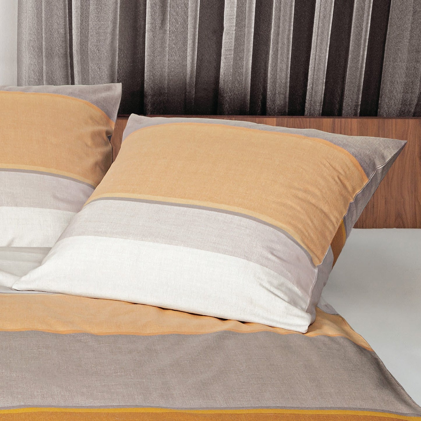 Bettwäsche Janine Mako Satin Palermo 31122-03 Streifen natur 135x200