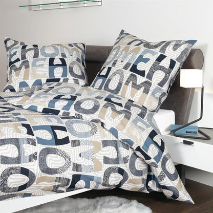 Bettwäsche Janine Mako Satin Palermo 31131-02 Home sand blau 135x200