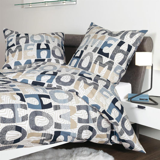Bettwäsche Janine Mako Satin Palermo 31131-02 Home sand blau 135x200