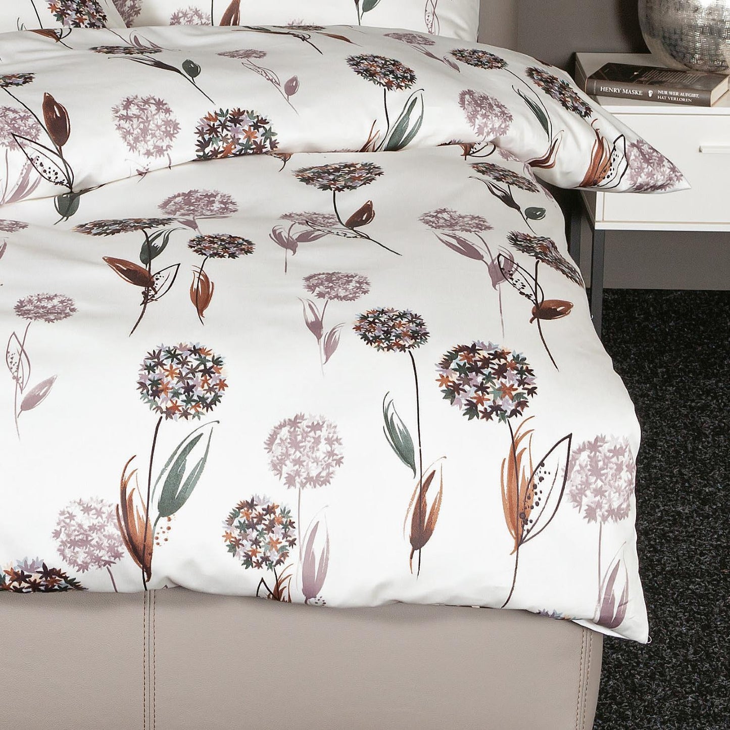 Janine Mako Satin Bettwäsche Palermo 31154-07 Pusteblume Mauve 135x200