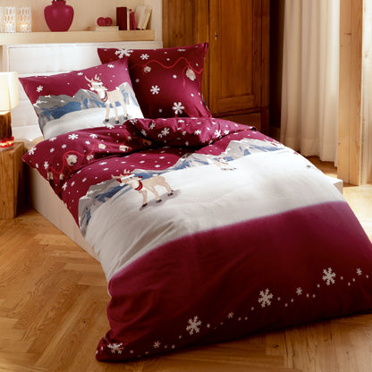 Bettwäsche Kaeppel Biber 325-502 Winterwonderland Rentier rot 135x200