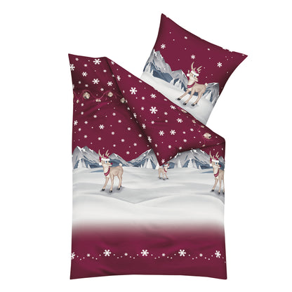 Bettwäsche Kaeppel Biber 325-502 Winterwonderland Rentier rot 135x200