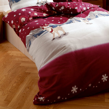 Bettwäsche Kaeppel Biber 325-502 Winterwonderland Rentier rot 135x200