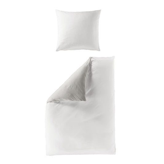 Bierbaum einfarbige Wende Bettwäsche 3297-12 weiß silber 135x200