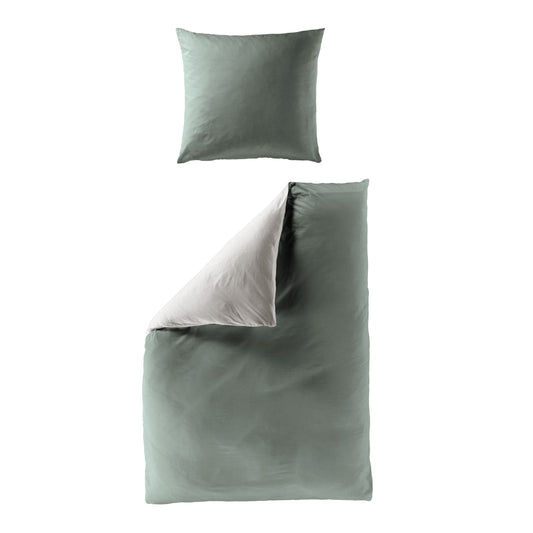 Bierbaum einfarbige Wende Bettwäsche 3297-30 salbei silber 135x200