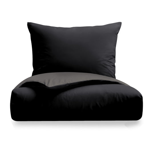 Bierbaum einfarbige Wende Bettwäsche 3297-99 schwarz anthrazit 135x200