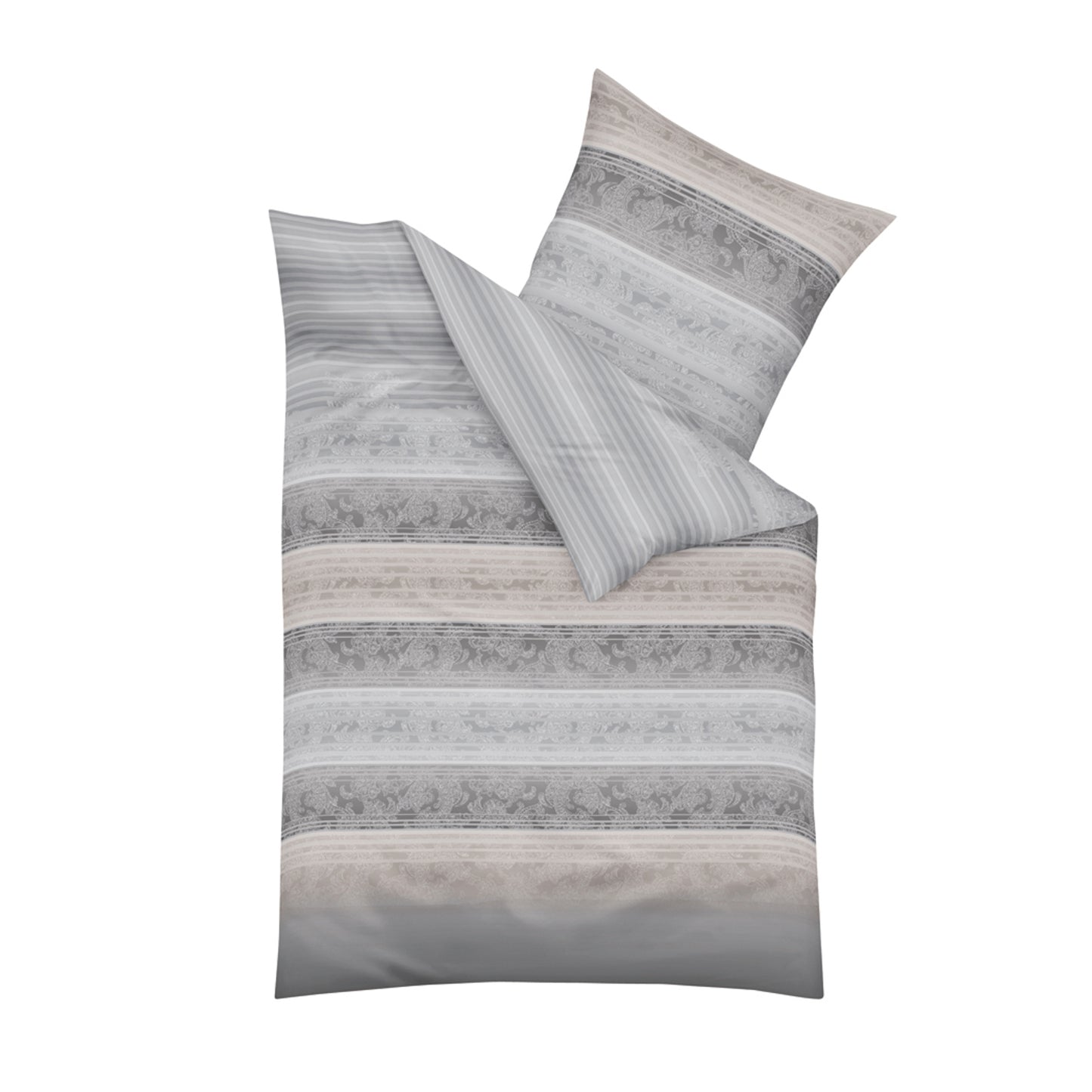Bettwäsche Kaeppel Satin 357-09 Palace Streifen silber grau 135x200