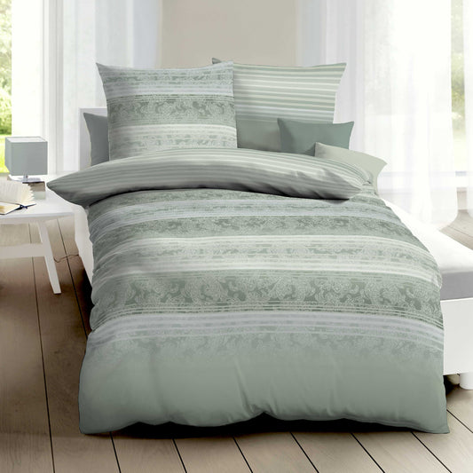 Bettwäsche Kaeppel Satin 357-63 Palace Streifen khaki grün 135x200