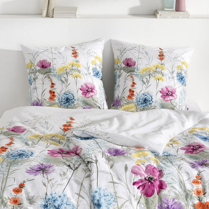 Estella Seersucker Bettwäsche Rachel 3608-985 Blumen Bunt Grau 135x200