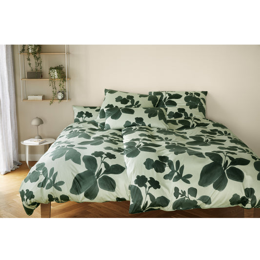Elegante Interlock Jersey Bettwäsche Shadows 3609-4 Blume Grün 135x200