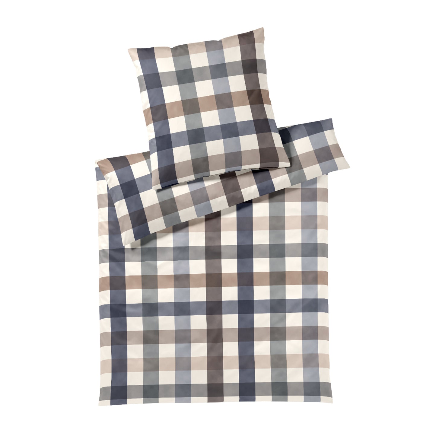 Elegante Interlock Jersey Bettwäsche Kuschel Karo 3610-2 Natur 135x200