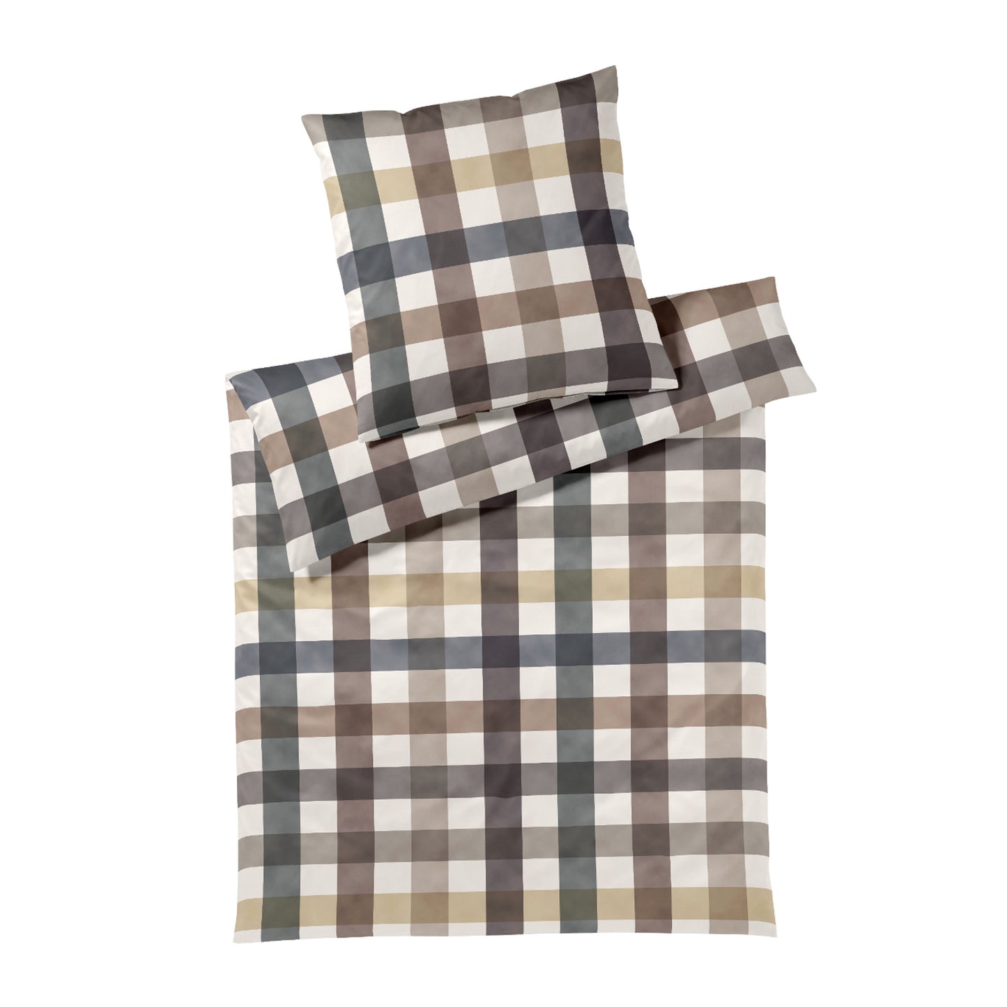 Elegante Interlock Jersey Bettwäsche Kuschel Karo 3610-7 Braun 135x200