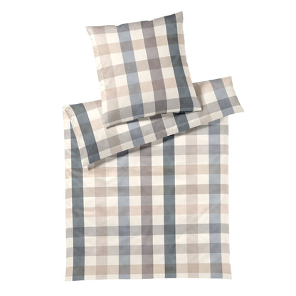 Elegante Interlock Jersey Bettwäsche Kuschel Karo 3610-9 grau 135x200
