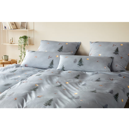 Elegante Interlock Jersey Bettwäsche Winterwald 3611-9 Grau 135x200