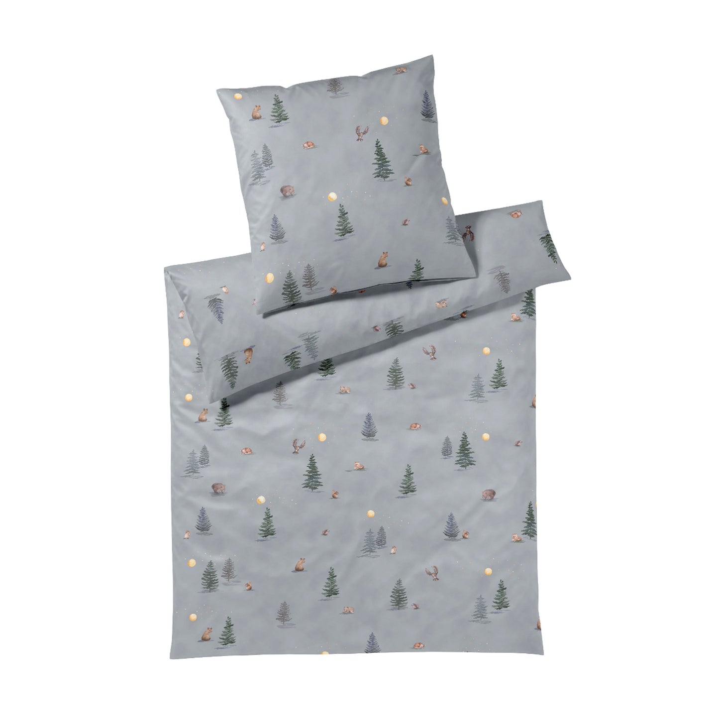 Elegante Interlock Jersey Bettwäsche Winterwald 3611-9 Grau 135x200