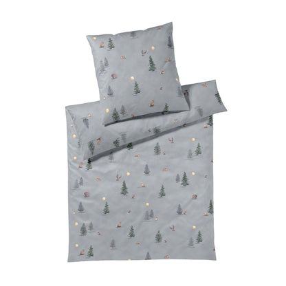 Elegante Interlock Jersey Bettwäsche Winterwald 3611-9 Grau 135x200