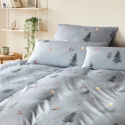 Elegante Interlock Jersey Bettwäsche Winterwald 3611-9 Grau 135x200